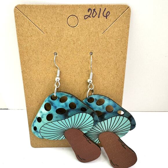 Mushroom Earrings Funky‎ Dangle Drop Earrings Novelty Quirkycore - Picture 2 of 8